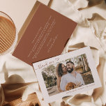 Terracotta Boho Einfaches Foto Hochzeit Dankeskarte<br><div class="desc">Terracotta Boho Einfaches Foto Skript Hochzeit Dankeschön Karte</div>