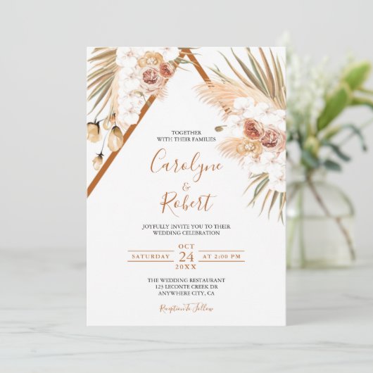 Terracotta Boho Einladung (Stehend Vorderseite)