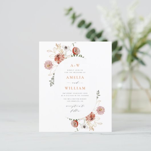 Terracotta boho Einladung (Stehend Vorderseite)