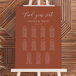 Terracotta Boho Elegant 11 Tabelle Seating Chart Poster