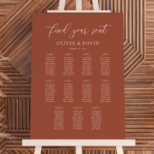 Terracotta Boho Elegant 11 Tabelle Seating Chart Poster