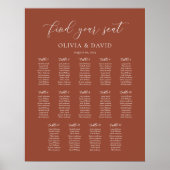 Terracotta Boho Elegant 14 Tabelle Seating Chart Poster (Vorne)