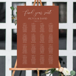 Terracotta Boho Elegant 16 Tabelle Seating Chart Poster