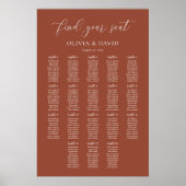 Terracotta Boho Elegant 18 Tische Seating Chart Poster (Vorne)