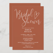 Terracotta Boho Elegantes Script-Brautparty Einladung (Vorne/Hinten)