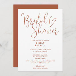 Terracotta Boho Elegantes Script-Brautparty Einladung