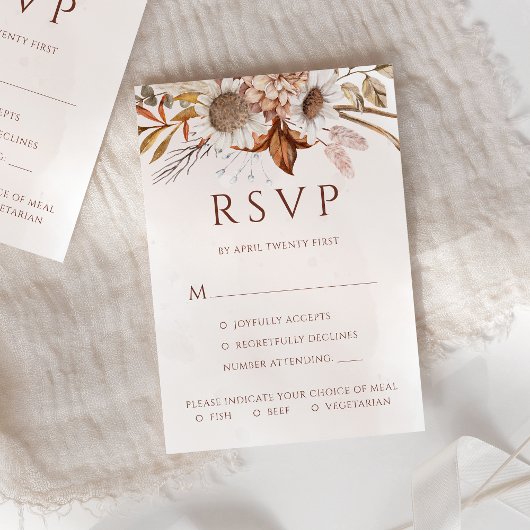 Terracotta Boho Fall Blumenkohl RSVP Karte