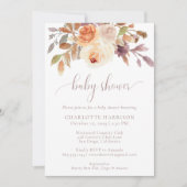 Terracotta Boho Fall Floral | Babydusche Einladung (Vorderseite)