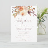 Terracotta Boho Fall Floral | Babydusche Einladung (Stehend Vorderseite)