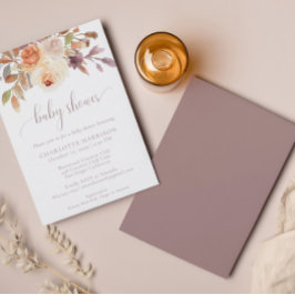 Terracotta Boho Fall Floral | Babydusche Einladung