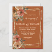 Terracotta Boho Fall Floral Einladung (Vorderseite)