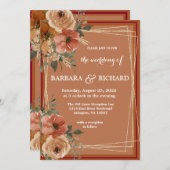 Terracotta Boho Fall Floral Einladung (Vorne/Hinten)