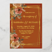 Terracotta Boho Fall Floral Folieneinladung (Vorderseite)