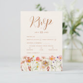 Terracotta Boho Fall Floral RSVP Karte (Stehend Vorderseite)