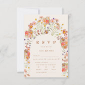 Terracotta Boho Fall Floral RSVP Karte (Vorderseite)