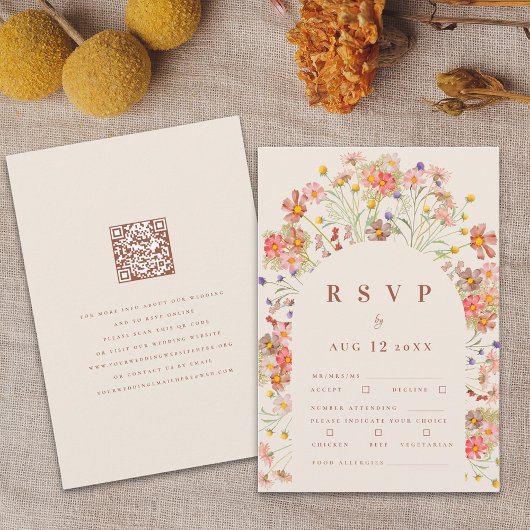 Terracotta Boho Fall Floral RSVP Karte