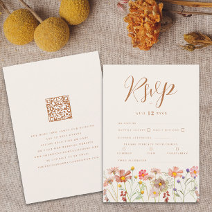 Terracotta Boho Fall Floral RSVP Karte