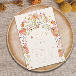 Terracotta Boho Fall Floral RSVP Karte