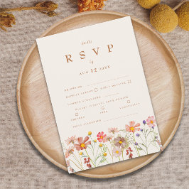 Terracotta Boho Fall Floral RSVP Karte