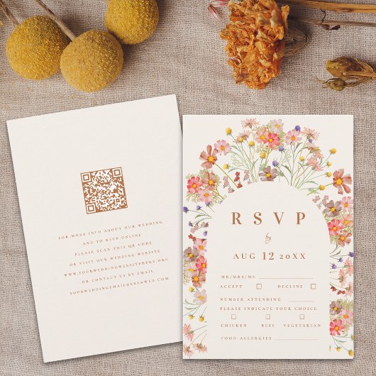 Terracotta Boho Fall Floral RSVP Karte