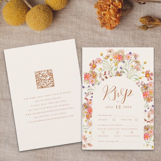 Terracotta Boho Fall Floral RSVP Karte