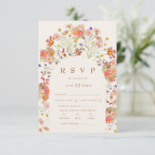 Terracotta Boho Fall Floral RSVP Karte (Stehend Vorderseite)