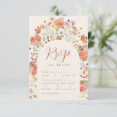 Terracotta Boho Fall Floral RSVP Karte (Stehend Vorderseite)