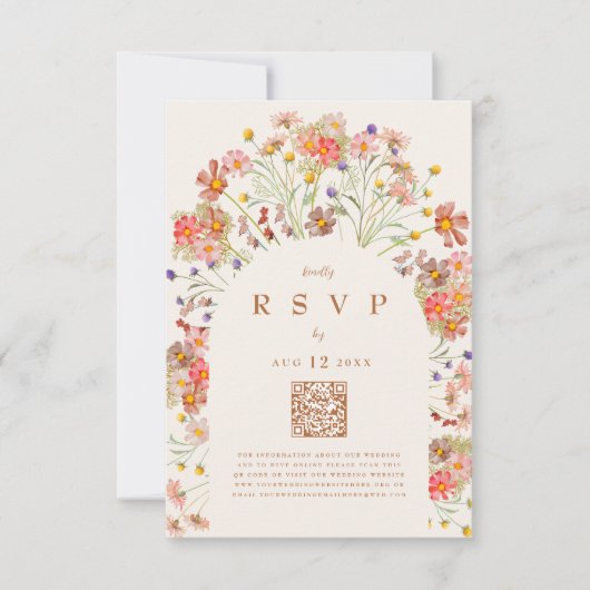 Terracotta Boho Fall Floral RSVP Karte (Vorderseite)