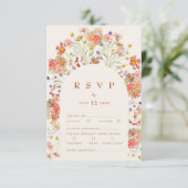 Terracotta Boho Fall Floral RSVP Karte (Stehend Vorderseite)