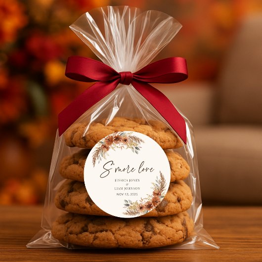 Terracotta Boho Fall Floral Wedding Smore Favorite Runder Aufkleber