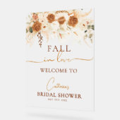 Terracotta Boho Fall in Liebe Brautparty Willkomme Acrylschild (Winkel)