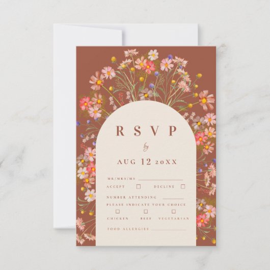 Terracotta Boho Fall Rustikale Terrasse RSVP Karte (Vorderseite)