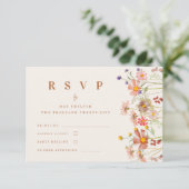 Terracotta Boho Fall Wildblume Floral Wedding RSV RSVP Karte (Stehend Vorderseite)