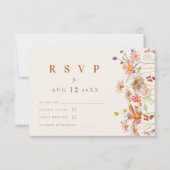 Terracotta Boho Fall Wildblume Hochzeit RSVP Karte (Vorderseite)