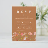 Terracotta Boho Fall Wildblume RSVP Karte (Stehend Vorderseite)