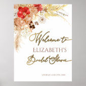 Terracotta Boho Floral Brautparty Begrüßung Poster (Vorne)