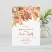 Terracotta Boho Floral Brautparty Einladung (Stehend Vorderseite)