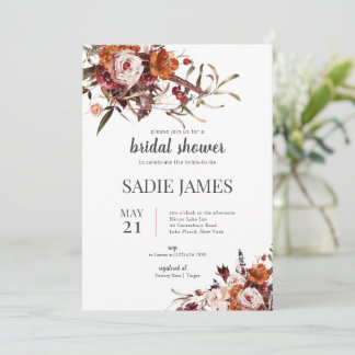 Terracotta Boho Floral Bridal Shower Invitation Einladung