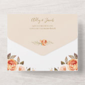 Terracotta Boho Floral Burnt Orange Hochzeit im He All In One Einladung (Rückseite)