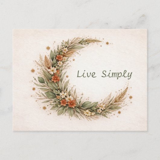Terracotta Boho Floral Crescent Moon Botanical Postkarte (Vorderseite)
