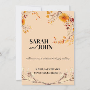 Terracotta Boho Floral Earthy Beige Wedding Einladung