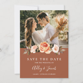Terracotta Boho Floral Foto Wedding Save The Date
