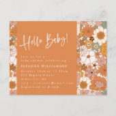 Terracotta Boho Floral Hello Baby Niedliche Dusche Postkarte (Vorderseite)