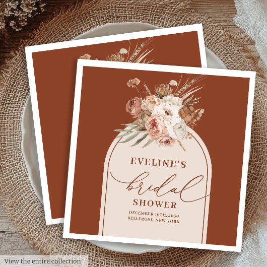 Terracotta Boho Floral Napkins für Brautparty Serviette