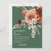 Terracotta Boho Floral Olive Grüne Hochzeit Einladung (Vorderseite)