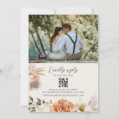 Terracotta Boho Floral QR Code Wedding Einladung (Rückseite)