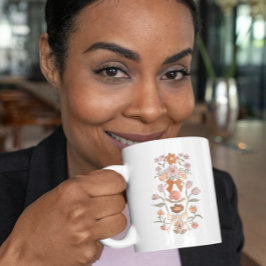 Terracotta Boho Floral Ribbon Kaffeetasse