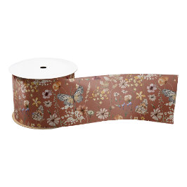 Terracotta Boho Floral Ribbon Ripsband