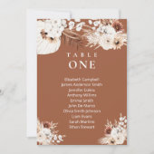 Terracotta Boho Floral Wedding Charts Karte (Vorderseite)