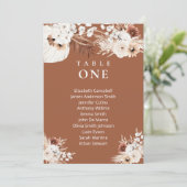 Terracotta Boho Floral Wedding Charts Karte (Stehend Vorderseite)